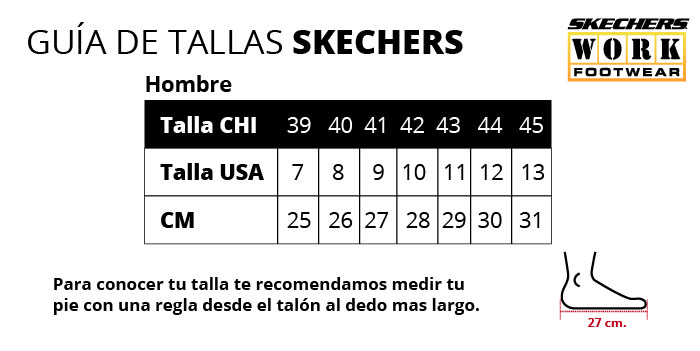 tabla de tallas de zapatos skechers